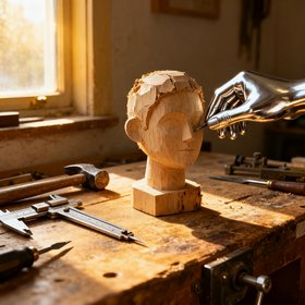 Bicentennial Man – Roboterhand schnitzt Holzfigur