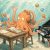 Illustration: ein Oktopus, der mit acht Armen gleichzeitig schreibt, malt, eine Teetasse hält, in einem Buch liest, jongliert und ein Unterwasser-Klavier spielt.